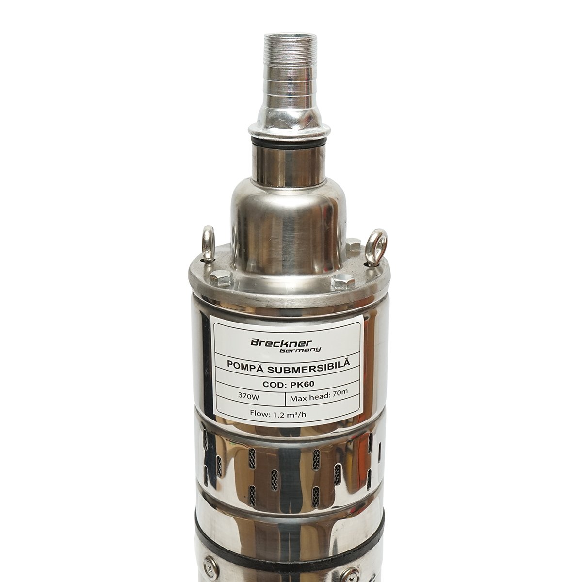 Pompa apa submersibila 370W 220V, D100mm, 20 l/min, 1.2 m3/h, H70m, motor in baie de ulei 2860 rpm 4QGD1.2-50-0.37 Breckner Germany